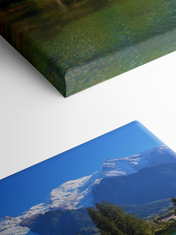 Un lac entouré d'arbres et de montagnes Un lac entouré d'arbres et de montagnes