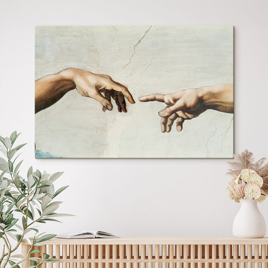 Tableaux Une peinture de mains qui se touchent – Image 3