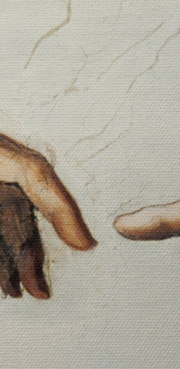 Une peinture de mains qui se touchent Une peinture de mains qui se touchent