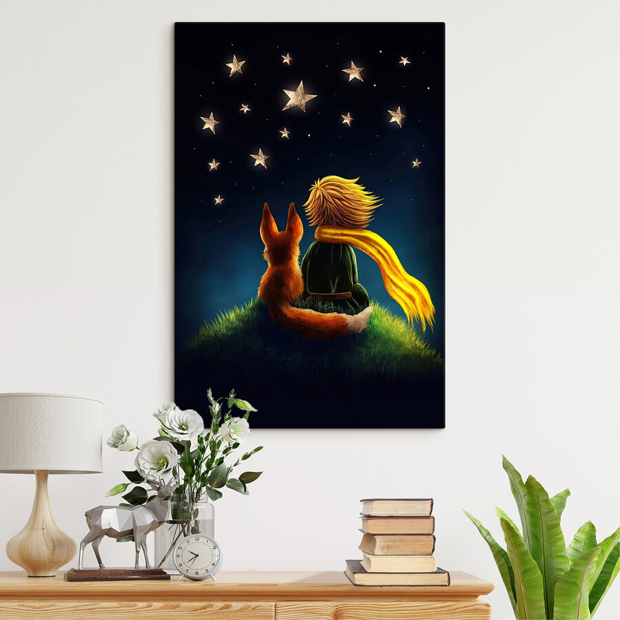 Tableaux Un renard et un petit prince qui regardent les étoiles – Image 5
