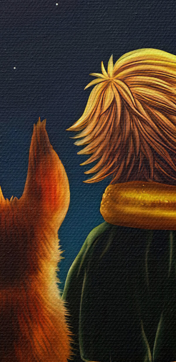 A fox and a little prince looking at stars A fox and a little prince looking at stars