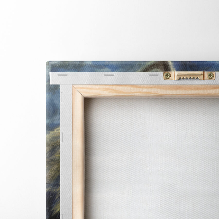 Une peinture de deux loups s'embrassant