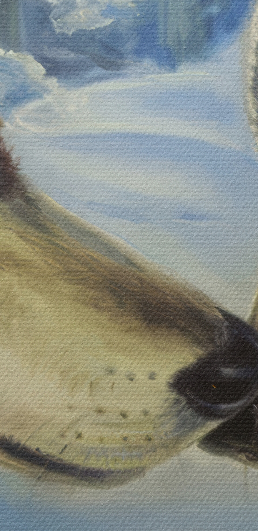 Une peinture de deux loups s'embrassant