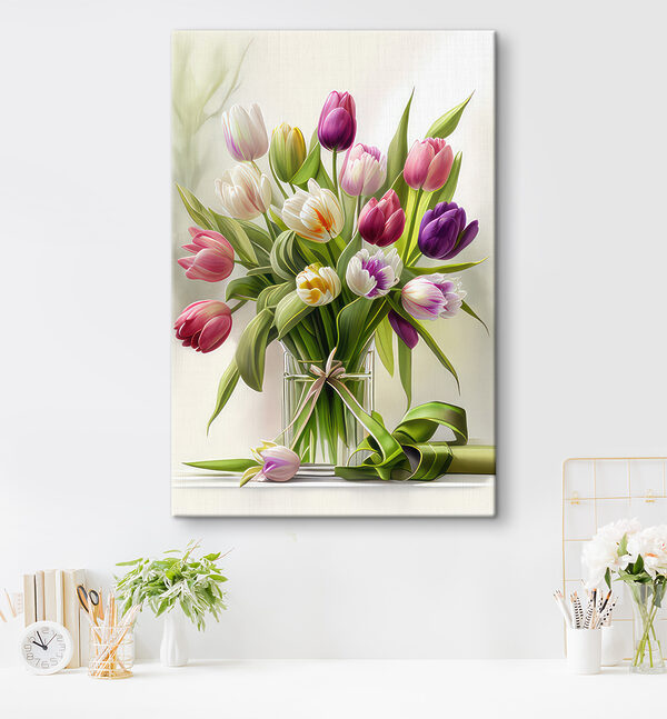 Un bouquet de tulipes dans un vase en verre s31219piw15ms 600x647 - Un bouquet de tulipes dans un vase en verre