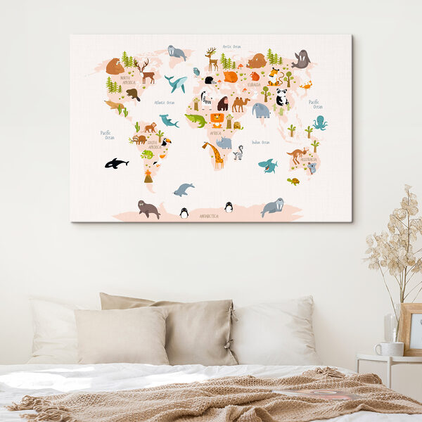 Une carte du monde avec des animaux Une carte du monde avec des animaux