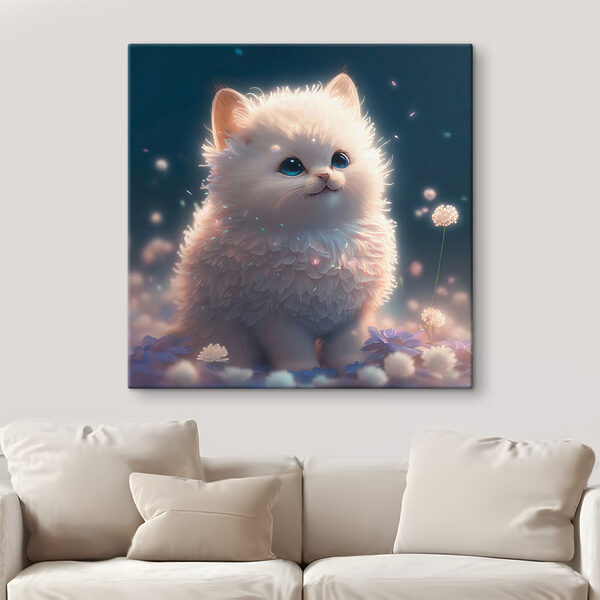 Un chat blanc et pelucheux aux yeux bleus Un chat blanc et pelucheux aux yeux bleus
