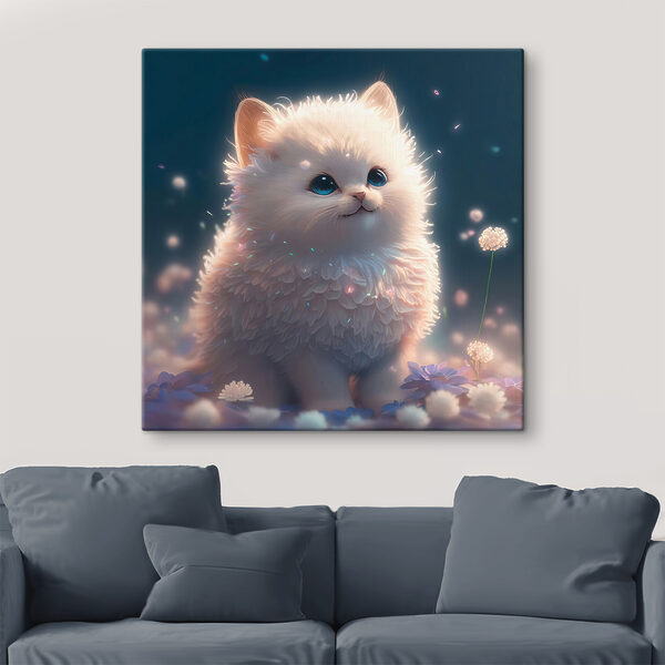 Un chat blanc et pelucheux aux yeux bleus Un chat blanc et pelucheux aux yeux bleus