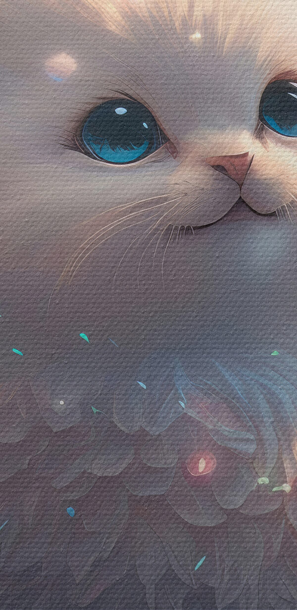 Un chat blanc et pelucheux aux yeux bleus Un chat blanc et pelucheux aux yeux bleus