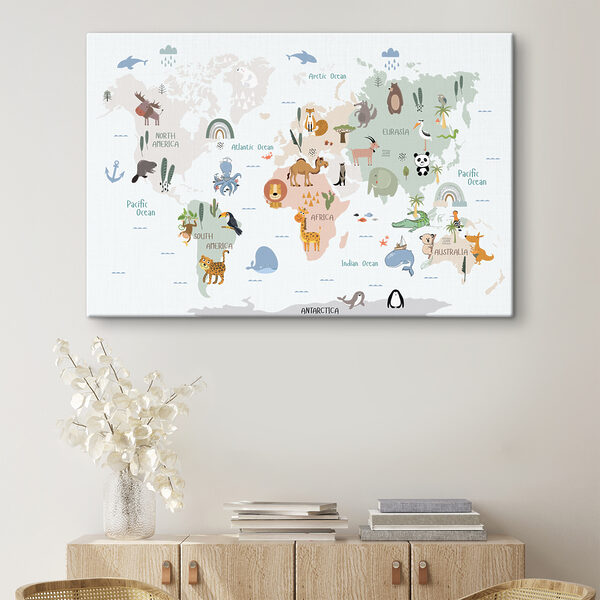 Une carte du monde avec des animaux Une carte du monde avec des animaux