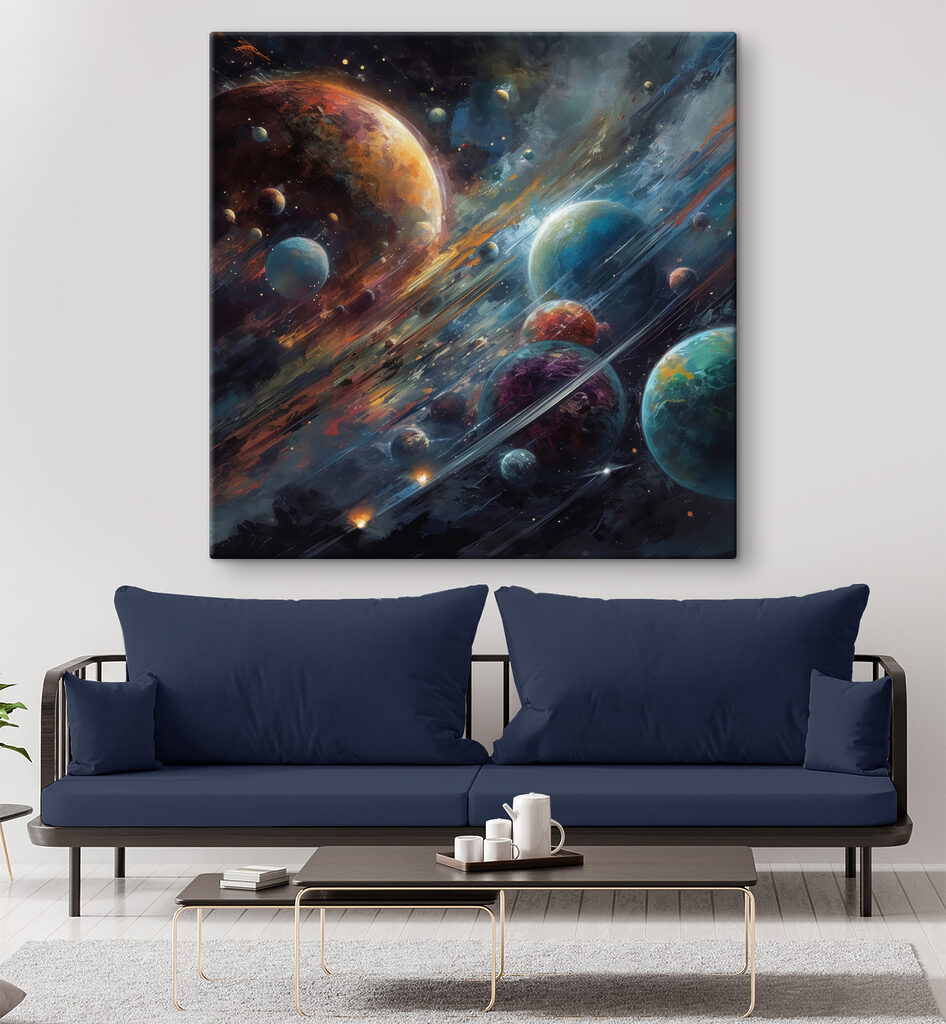 Planets in space with planets and stars Planets in space with planets and stars