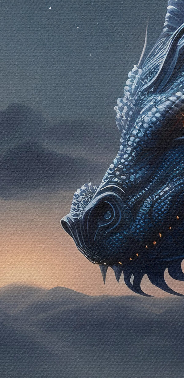 Un dragon bleu avec une lune en arrière-plan Un dragon bleu avec une lune en arrière-plan