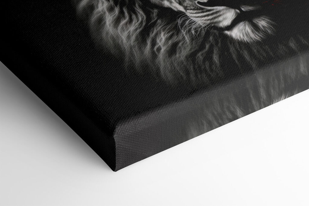 A black lion with red eyes