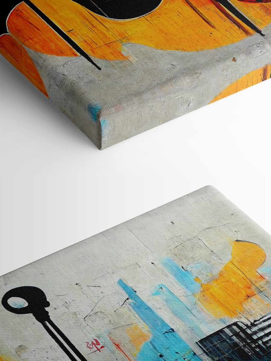 Une peinture de guitares et d'instruments