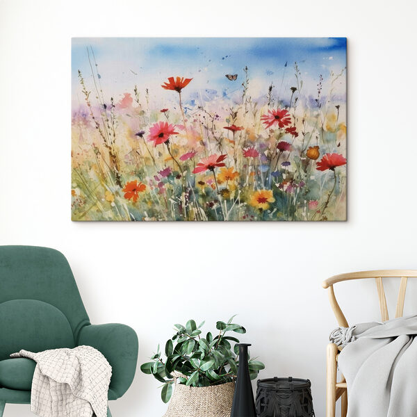 Une aquarelle de fleurs et d'un papillon Une aquarelle de fleurs et d'un papillon