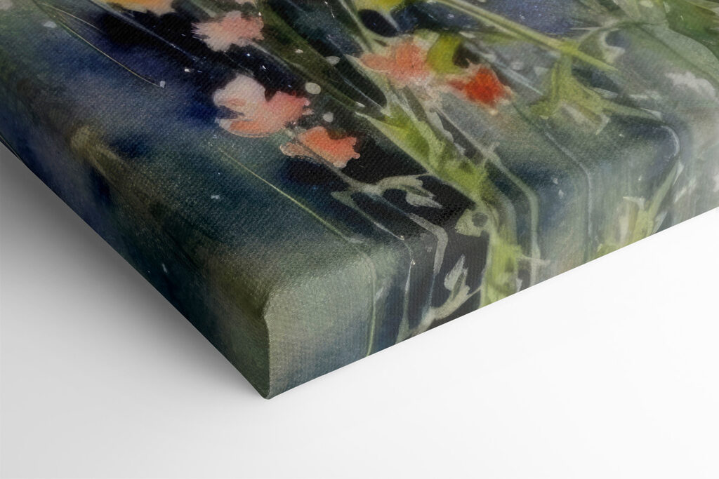 A painting of flowers in a field