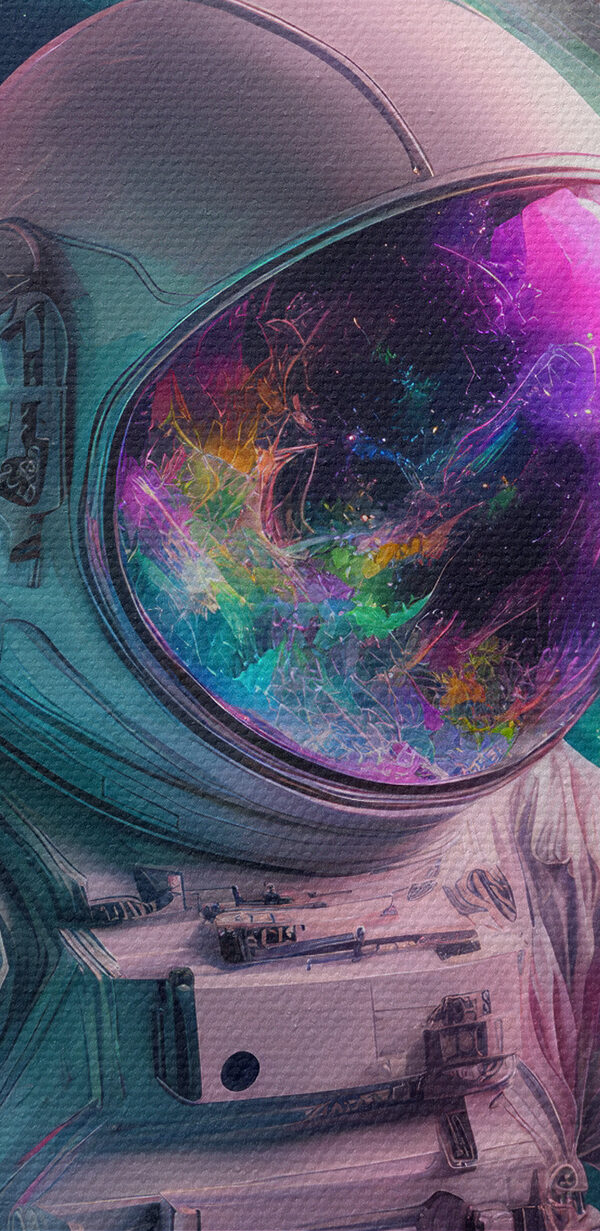 Un astronaute dans un cercle coloré Un astronaute dans un cercle coloré