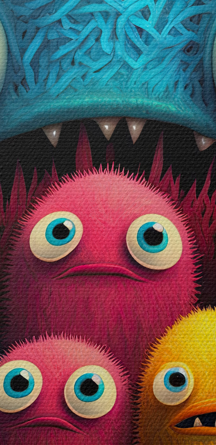 Un groupe de monstres colorés
