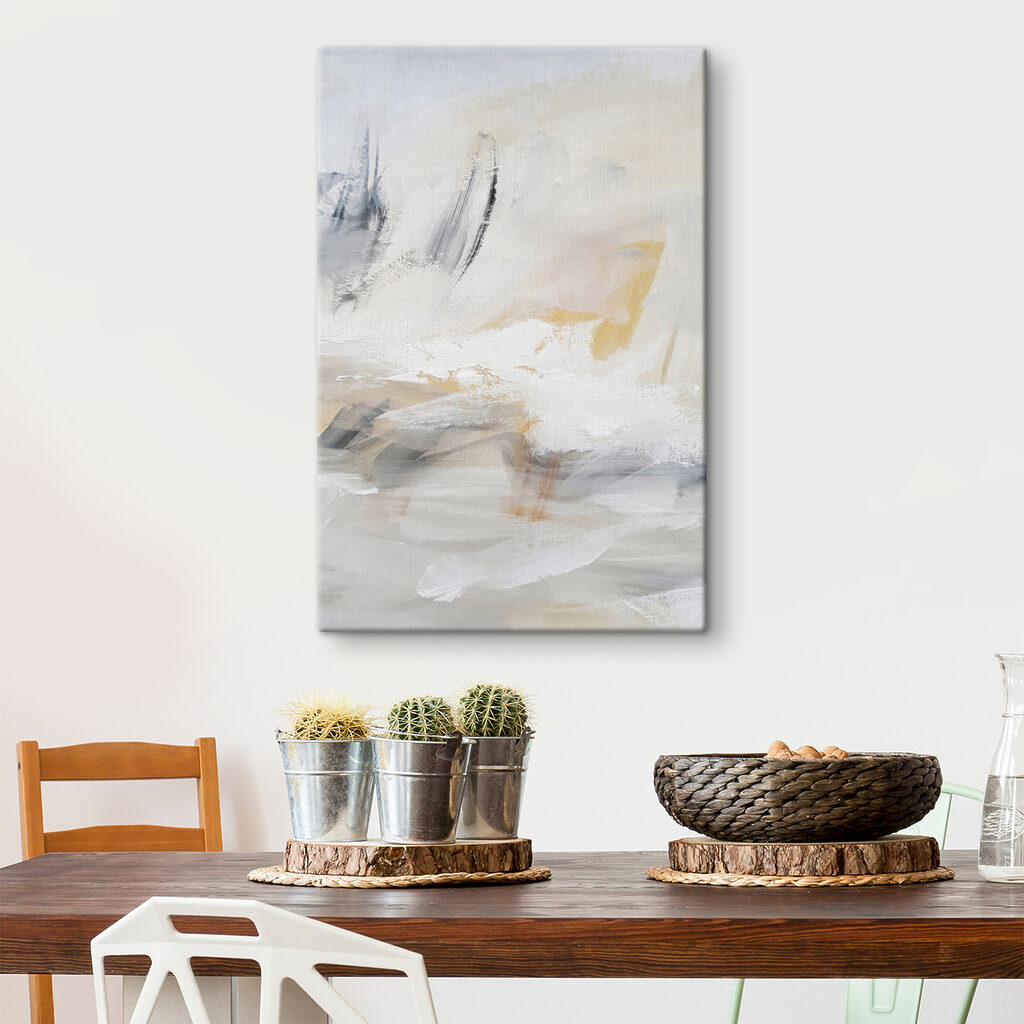 A white and grey abstract art