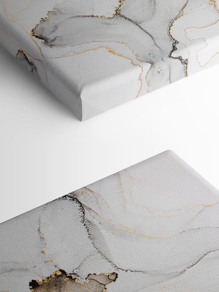 A close up of a painting