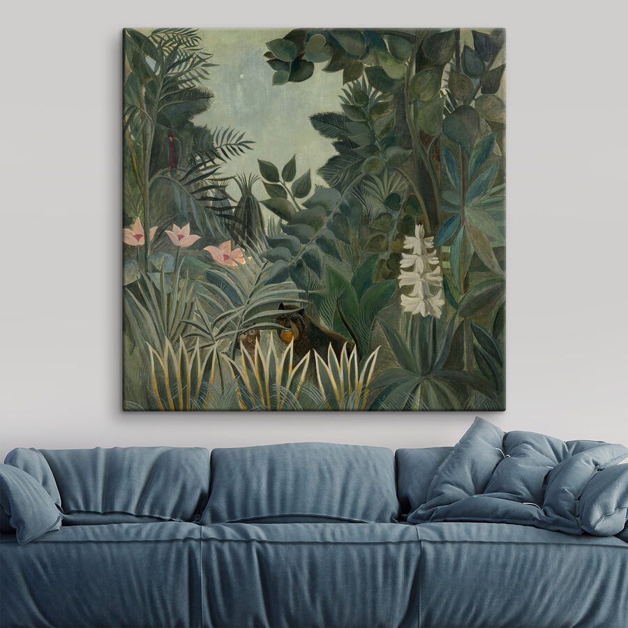 Peinture d'une jungle avec des plantes et des fleurs