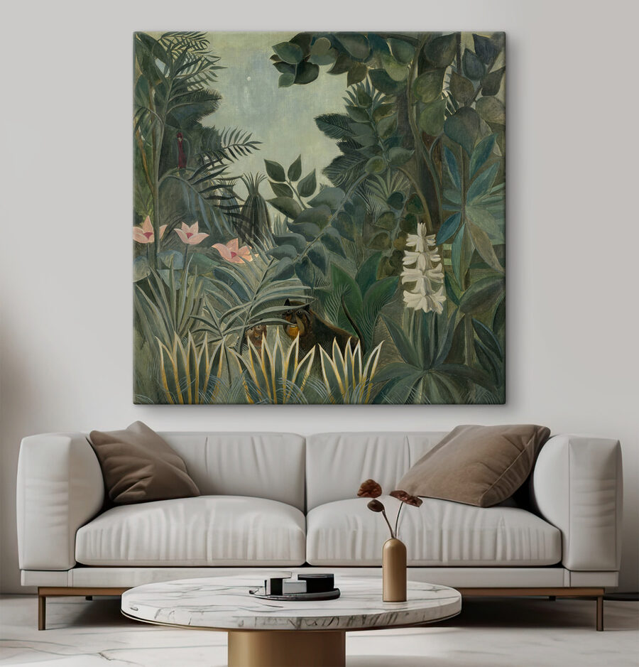 Peinture d'une jungle avec des plantes et des fleurs