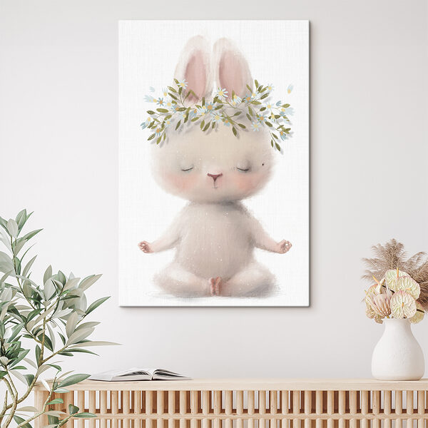 Dessin humoristique d'un lapin avec des fleurs sur la tête Dessin humoristique d'un lapin avec des fleurs sur la tête