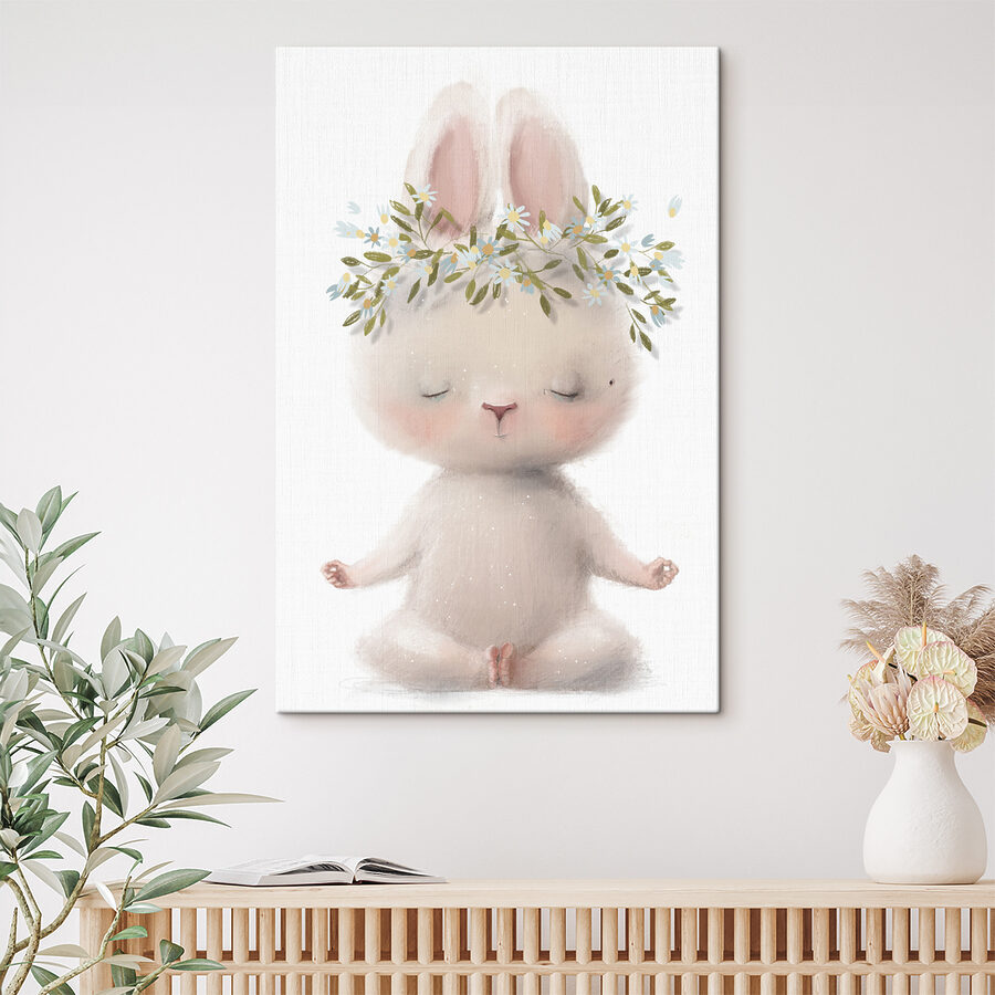 Dessin humoristique d'un lapin avec des fleurs sur la tête Dessin humoristique d'un lapin avec des fleurs sur la tête