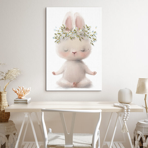 Dessin humoristique d'un lapin avec des fleurs sur la tête Dessin humoristique d'un lapin avec des fleurs sur la tête