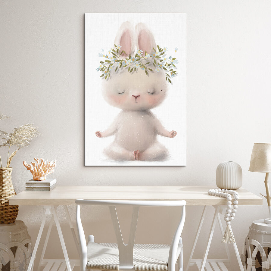 Dessin humoristique d'un lapin avec des fleurs sur la tête Dessin humoristique d'un lapin avec des fleurs sur la tête
