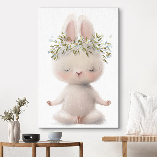 Dessin humoristique d'un lapin avec des fleurs sur la tête Dessin humoristique d'un lapin avec des fleurs sur la tête