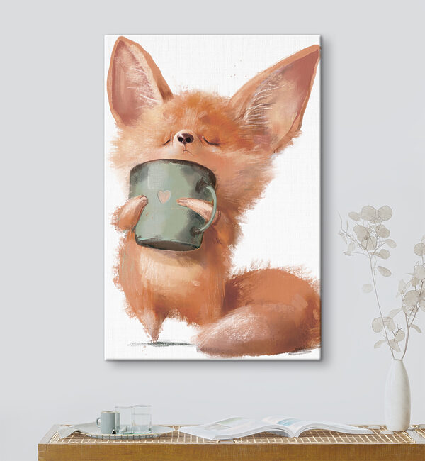 Un renard tenant une tasse Un renard tenant une tasse