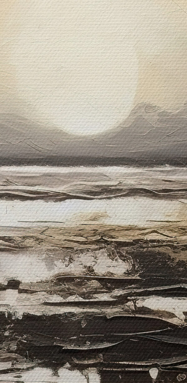 Peinture d'une plage avec le soleil en arrière-plan Peinture d'une plage avec le soleil en arrière-plan