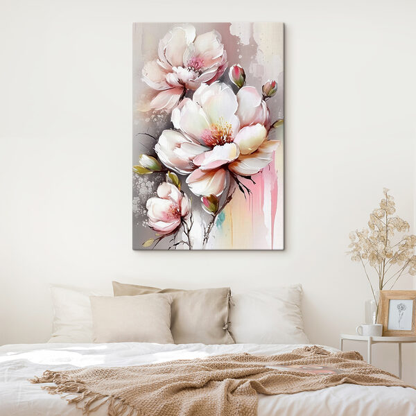 Une peinture de fleurs sur une surface blanche Une peinture de fleurs sur une surface blanche