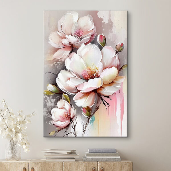 Une peinture de fleurs sur une surface blanche Une peinture de fleurs sur une surface blanche