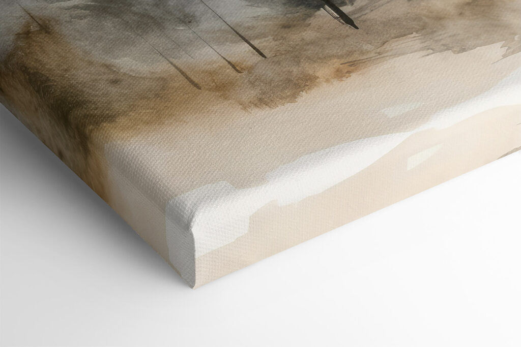 Watercolor of trees and mountains