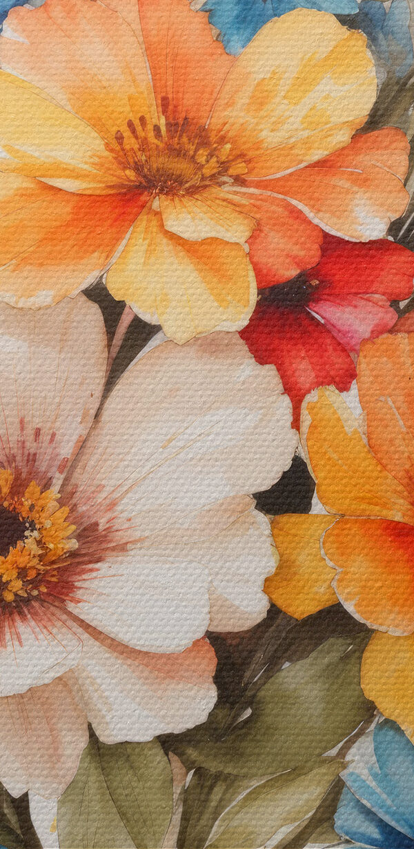 Une peinture de fleurs sur une surface blanche Une peinture de fleurs sur une surface blanche