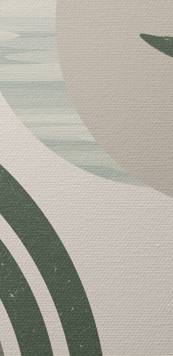 Un arc-en-ciel vert et blanc avec une feuille et une plante Un arc-en-ciel vert et blanc avec une feuille et une plante
