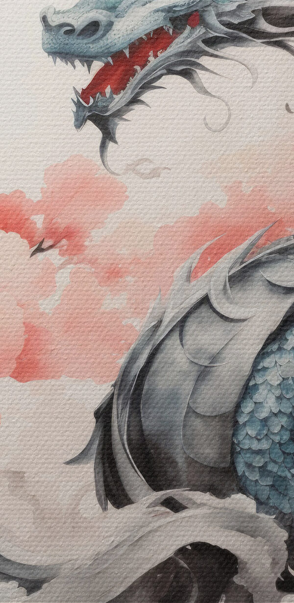 Un dragon avec des fleurs roses Un dragon avec des fleurs roses