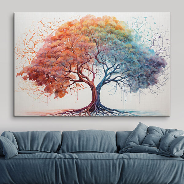 Un arbre avec des feuilles de différentes couleurs Un arbre avec des feuilles de différentes couleurs