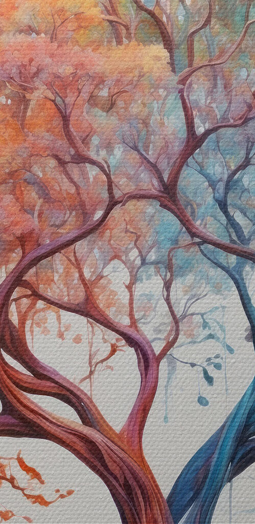 A tree with different colors of leaves A tree with different colors of leaves