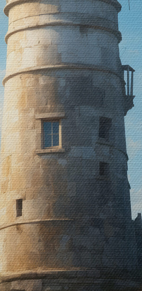 Phare sur un rocher avec l'île Ford en arrière-plan Phare sur un rocher avec l'île Ford en arrière-plan