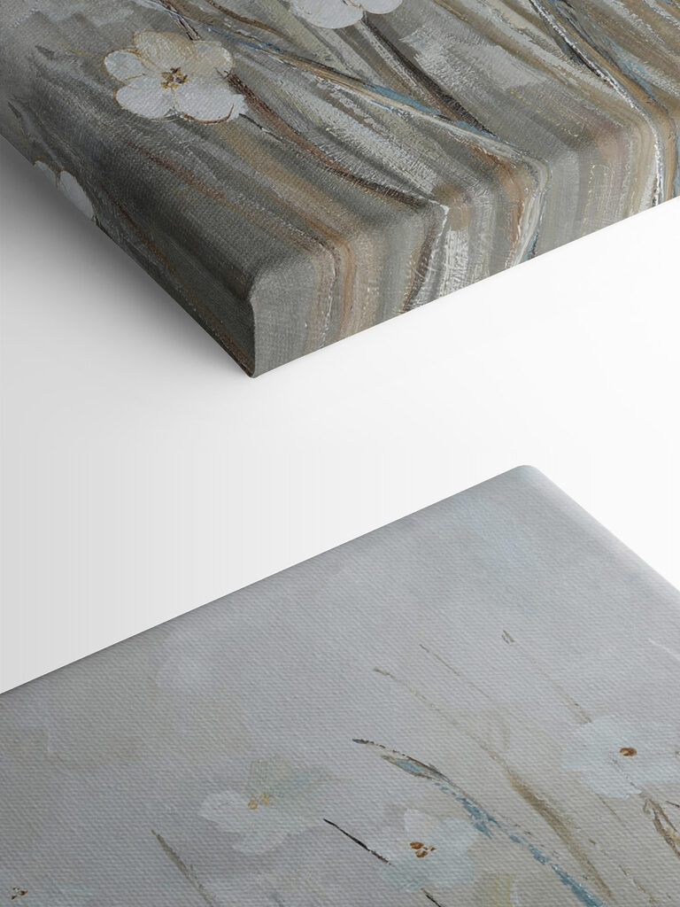 A painting of white flowers