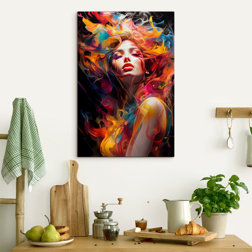 A woman with colorful hair