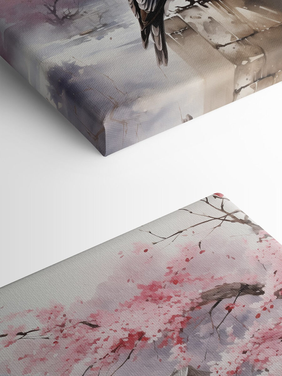 Une peinture d'oiseaux sur un mur