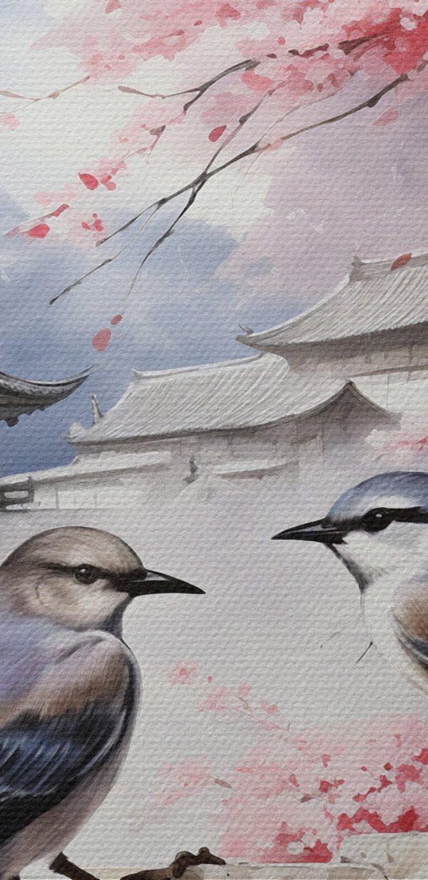 Une peinture d'oiseaux sur un mur Une peinture d'oiseaux sur un mur