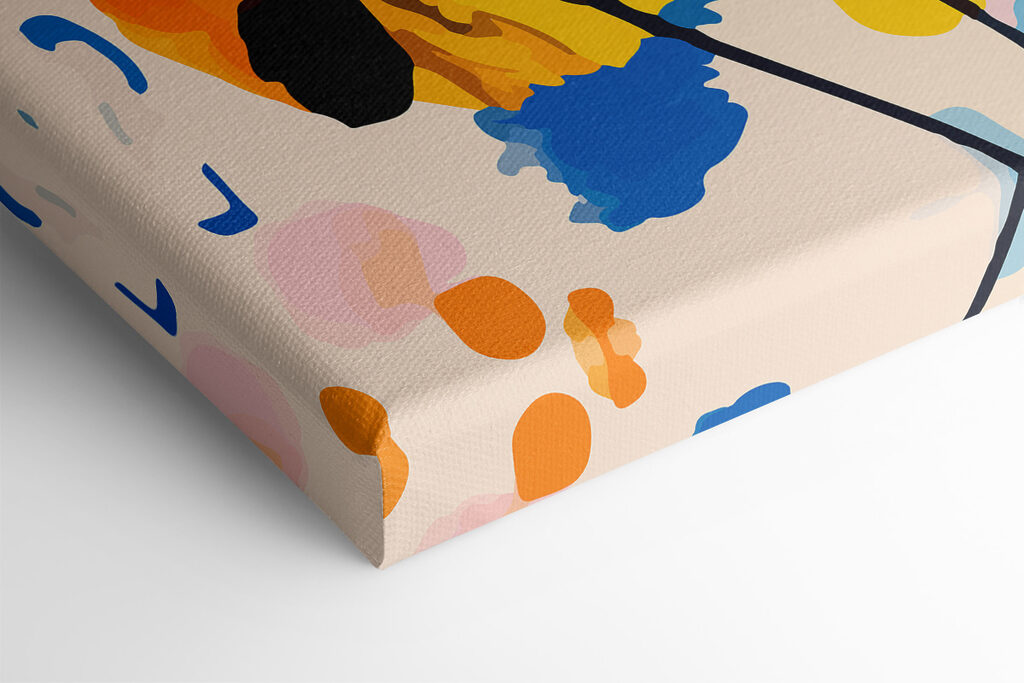 A colorful painting of black dots and spots A colorful painting of black dots and spots