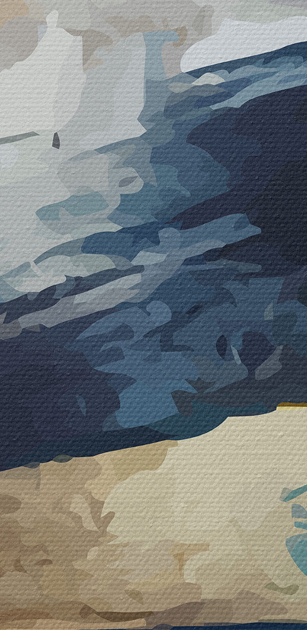 Une peinture bleue, blanche et brune Une peinture bleue, blanche et brune
