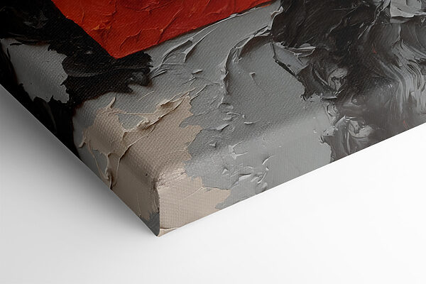 Peinture d'un carré rouge avec de la peinture noire et blanche Peinture d'un carré rouge avec de la peinture noire et blanche