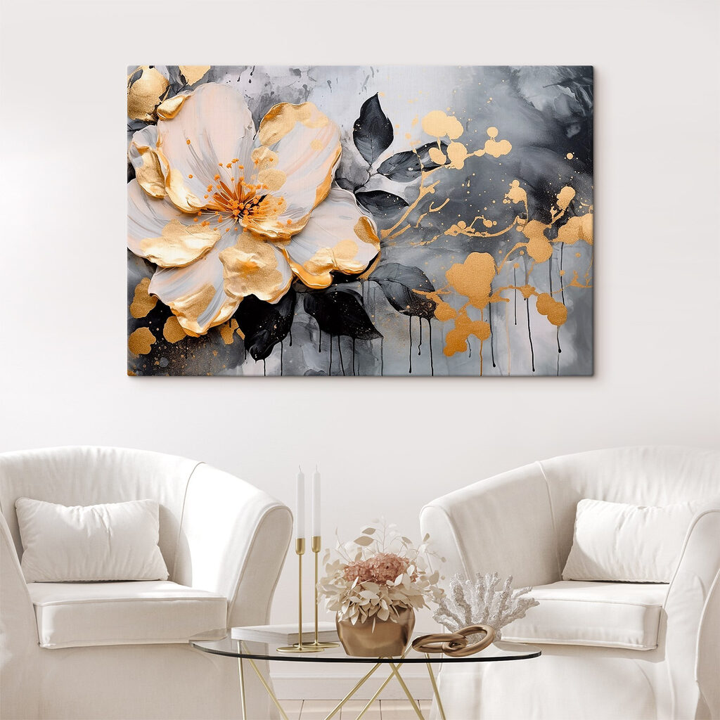 A painting of a flower