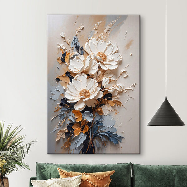 Une peinture de fleurs sur un mur Une peinture de fleurs sur un mur